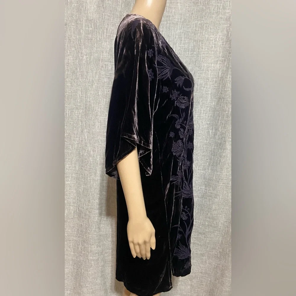 Johnny Was Velvet tunic knee length loose dress~Size:XSMALL~in deep purple - Picture 3 of 11